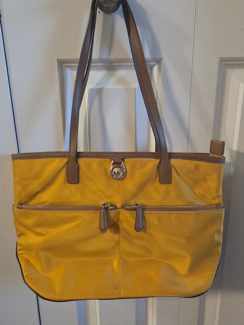 Michael Kors Yellow Tote Bag with Brown Trim - Picture 1 of 5